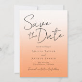 Perzik Sinaasappel Fuzz Elegant Script Modern Mini Save The Date (Voorkant)