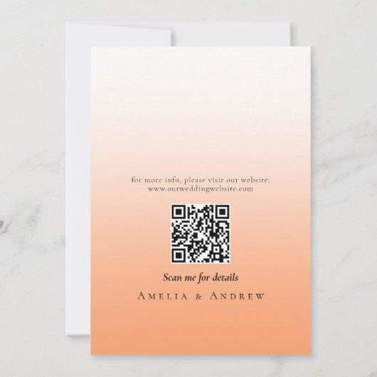 Perzik Sinaasappel Fuzz Elegant Script Modern Mini Save The Date (Achterkant)