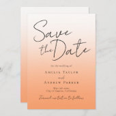 Perzik Sinaasappel Fuzz Elegant Script Modern Mini Save The Date (Voorkant / Achterkant)
