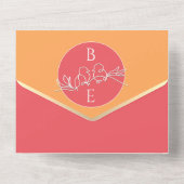 Perzik Sinaasappel Monogram Bruiloft All In One Uitnodiging (Achterkant)