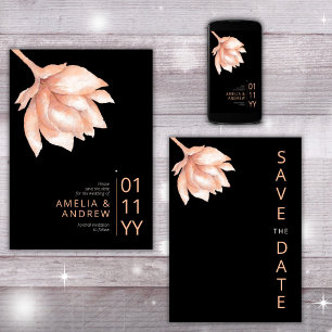 Perzik Sinaasappel Roos Modern Floral Waterverf Br Save The Date