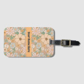 Perzik Sinaasappel Roze Grijs Bloemen Bagagelabel (Voorkant (horizontaal))