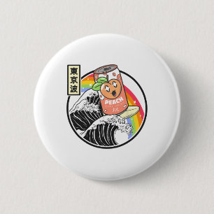 Perzik Soda Surfen Kanagawa Golf Japan Anime Damp Ronde Button 5,7 Cm