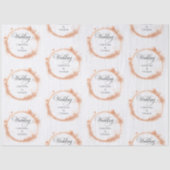 Perzik Sparkle Script Trouwpatroon Tissuepapier (Voorkant)