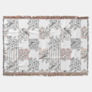 Perzik Streep Bloemrijke Vogel Elegant (6) Deken