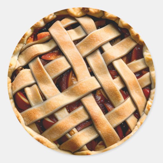 Perzik taart met een Fancy korst Ronde Sticker (Voorkant)