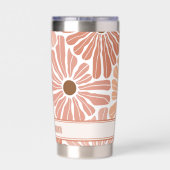 Perzik terracotta boho bloem patroon monogram geïsoleerde drinkbeker (Achterkant)