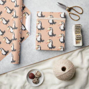 Perzik Toekan Vogel Dier Verjaardag Cadeaupapier