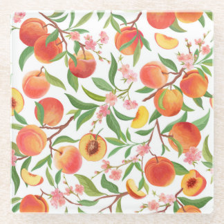 Perzik Tropisch fruit patroon. Glazen Onderzetter