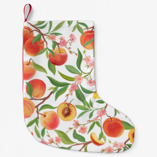 Perzik Tropisch fruit patroon. Kleine Kerstsok