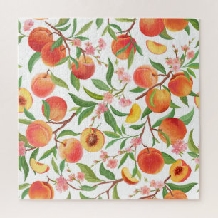 Perzik Tropisch fruit  patroon. Legpuzzel