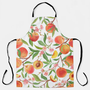 Perzik Tropisch fruit  patroon. Schort