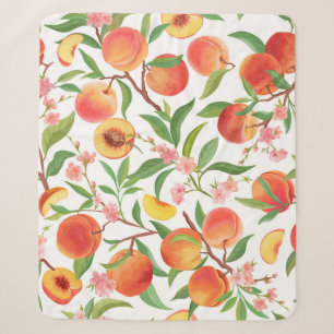 Perzik Tropisch fruit patroon. Sherpa Deken