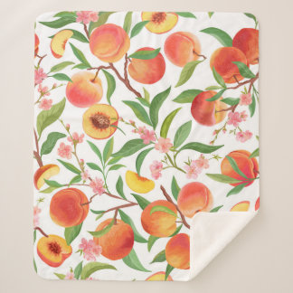 Perzik Tropisch fruit patroon. Sherpa Deken