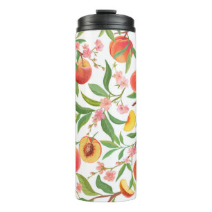 Perzik Tropisch fruit patroon. Thermosbeker