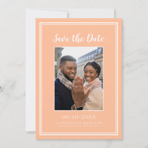 Perzik Trouw Verlovingsfoto Afbeelding Modern Save The Date