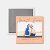 Perzik verlovingsfoto zomer Save the Date Magneet (Voorkant / Achterkant)