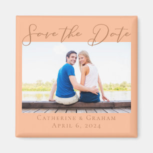 Perzik verlovingsfoto zomer Save the Date Magneet
