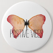 Perzik vlinder met gepersonaliseerde ronde button 6,0 cm (Voorkant)