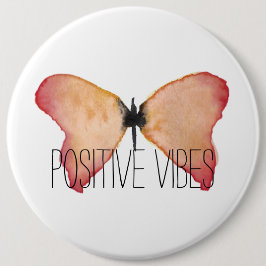 Perzik vlinder met gepersonaliseerde ronde button 6,0 cm