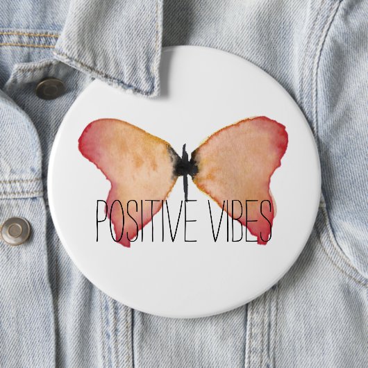 Perzik vlinder met gepersonaliseerde ronde button 6,0 cm (In situ)