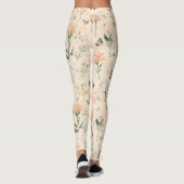 Perzik Vlinders Bloem Leggings (Achterkant)