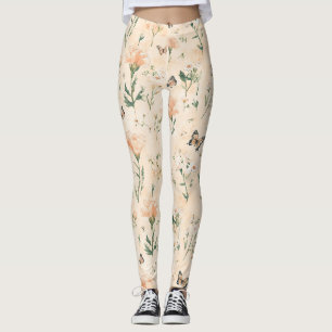 Perzik Vlinders Bloem Leggings