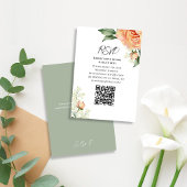 Perzik Waterverf Bloemen QR Code RSVP