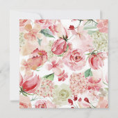 Perzik Waterverf Bloemengrens Bruiloft Plein Kaart (Achterkant)