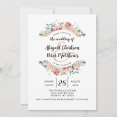 perzik Waterverf bloemenkrans chique bruiloft Kaart (Voorkant)