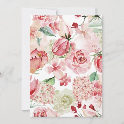 perzik Waterverf bloemenkrans chique bruiloft Kaart (Achterkant)