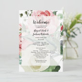 Perzik Waterverf bloemenpatroon trouwceremonie Programma (Staand voorkant)