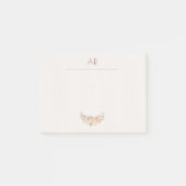 Perzik Waterverf Floral Ivoor Monogram Post-it® Notes (Voorkant)