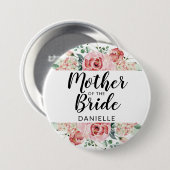 Perzik Waterverf Moeder van de bruid Monogrammed Ronde Button 7,6 Cm (Voorkant /achterkant)