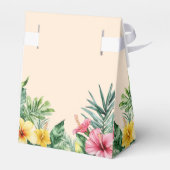 Perzik Waterverf Tropische Bloemen Huwelijk Bedankdoosjes (Achterkant)