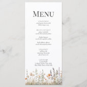 Perzik Wilde Bloemenweide Trouwmenu Menu (Voorkant)