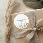 Perzik Wildflower Meadow Bruiloft Ronde Sticker