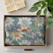 Perzik Wit Blauw Groen Bloemen Tissuepapier (Geschenk)