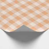 Perzik wit geruit gingham patroon cadeaupapier (Hoek)