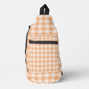 Perzik wit geruit gingham patroon sling bag