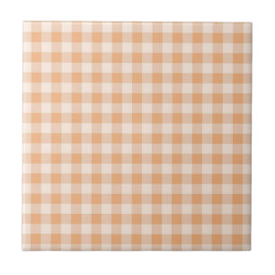 Perzik wit geruit gingham patroon tegeltje