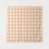 Perzik wit geruit gingham patroon wandkleed (Voorkant)