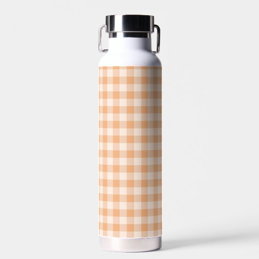 Perzik wit geruit gingham patroon waterfles (Voorkant)