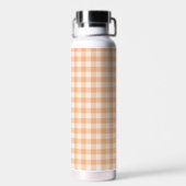 Perzik wit geruit gingham patroon waterfles (Achterkant)