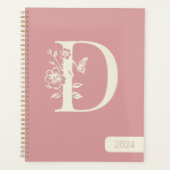 Perzik Wit monogram initialen naam minimalist 2024 Planner (Voorkant)