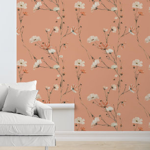 Perzik witte Bloemen Bloemig Behang