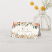 Perzik Witte Bloemen Eucalyptus Monogram Huwelijk (Achterkant)