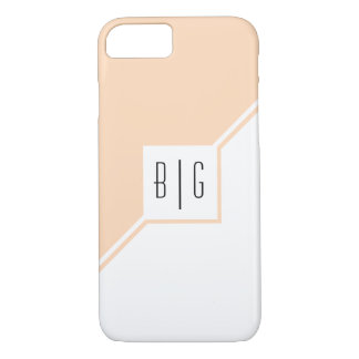 Perzik, witte driehoeken, monogram moderne geometr 	iPhone 8/7 hoesje