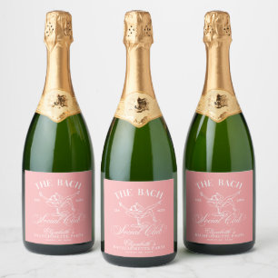Perzik Witte Martini Social Club Bachelorette Fees Sparkling Wijnetiket