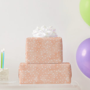 Perzik Witte Stippen Verjaardag Cadeaupapier